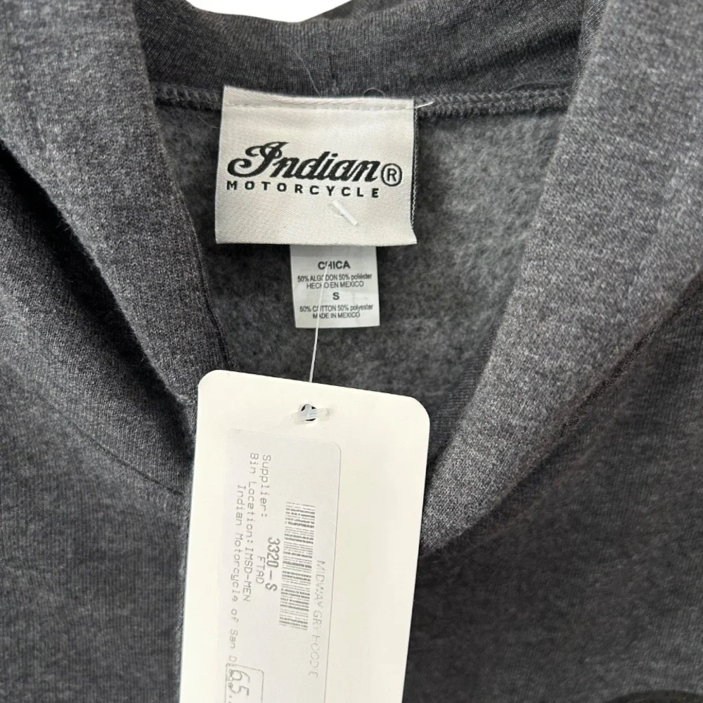 Indian motorcycle San Diego men’s Midway Hoodie S grey cotton poly NWT - Picture 7 of 8